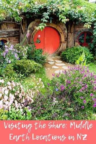 Hobbiton. Photo: Sara Orme, Tourism New Zealand, adapted by Wandering Educators. From Visiting the Shire: Middle Earth Locations in New Zealand