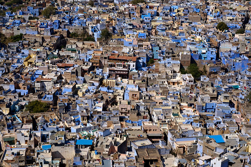 Blue City by oeyvind, Aerial view shows part of the Blue City in Jodhpur, Rajasthan, India February 11, 2017.  Photo by Ti
