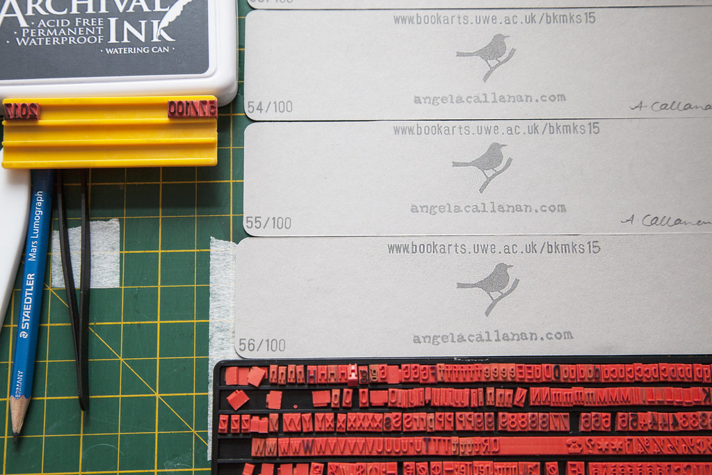 Edition numbering hand printing 100 Bookmarks