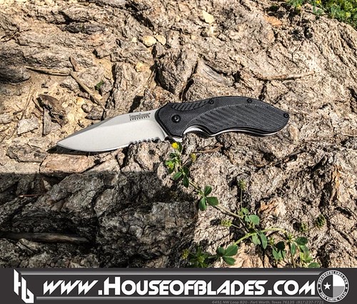 Specifications Blade Length: 3.10 in. Blade Material: 8Cr13MoV Blade Finish: Bead Blasted Handle Length: 4.25 in. Handle Material: Glass-Filled Nylon Overall Length: 7.40 in. Lock Mechanism: Liner Lock Opening Type: SpeedSafe Edge Type: Partially Serrated | by houseblades