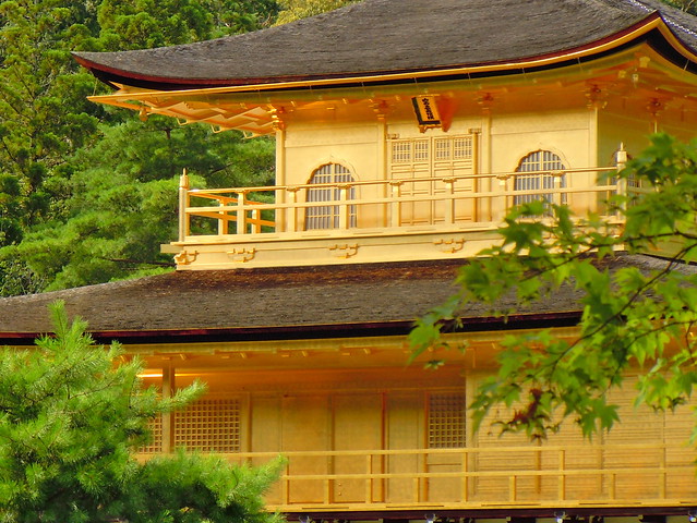Kinkakuji Golden Pavilion balconies detail of Japanese architecture in Kyoto