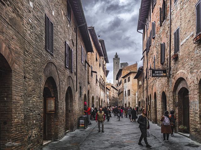 San Gimignano spring streets, Italy