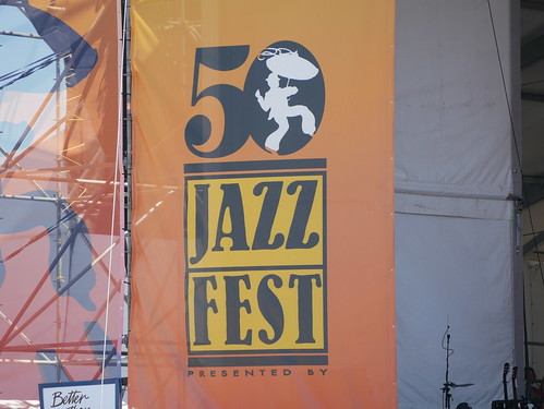 Jazz Fest 50 logo/sign on Day 3 - 4.27.19. Photo by Louis Crispino.