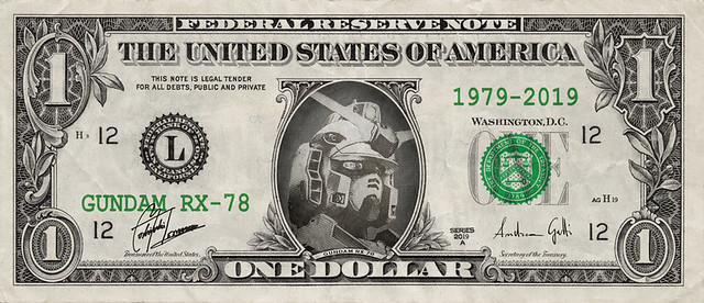 gundam RX78 one dollar banknote