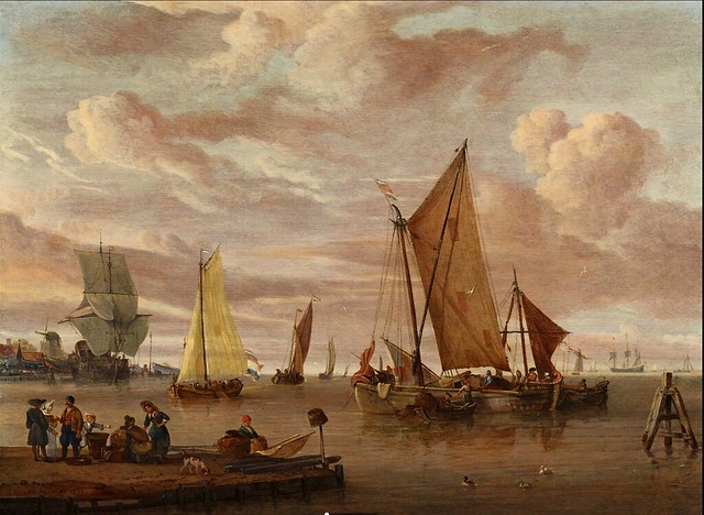 View over the IJ Estuary close to Zaandam by Abraham Storck 1699