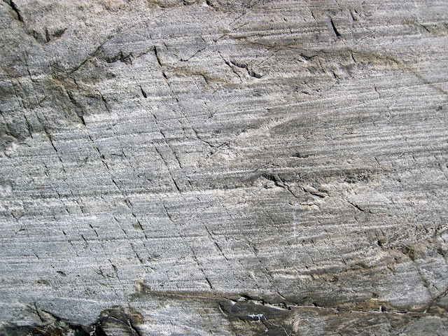 Glacial striations on sandstone (Mississagi Formation, Paleoproterozoic, ~2.3-2.4 Ga; Ramsey Lake Road outcrop, Sudbury, Ontario, Canada) 1