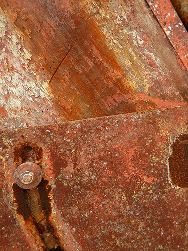 Rusty fittings and weathered wood in the boatyard at the Frigate in Ebeltoft, Denmark