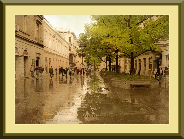 Belgrade in the Rain. Knez Mihailova Street.