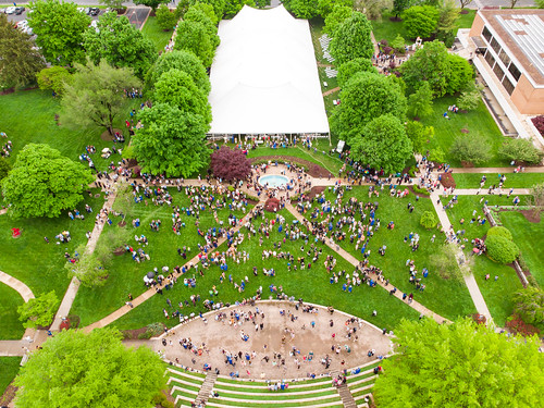 emu easternmennoniteuniversity aerial aerialview commencement2019 commencementtent crowd drone frontlawn graduation lawn tent