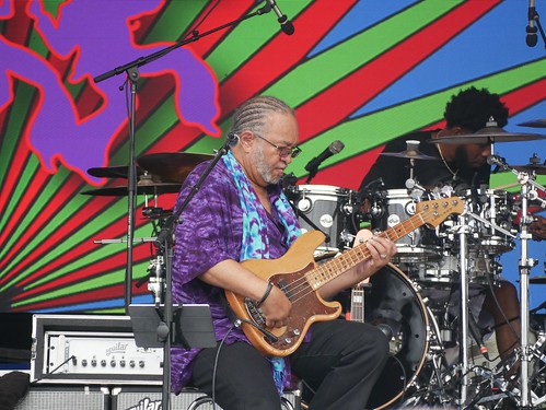 George Porter, Jr.  on Day 8 of Jazz Fest - 5.5.19. Photo by Louis Crispino.