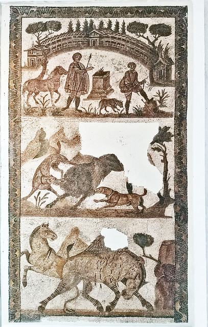 mosaico escenas de Caza Henchir Tougar siglo III Museo Nacional del Bardo Tunez