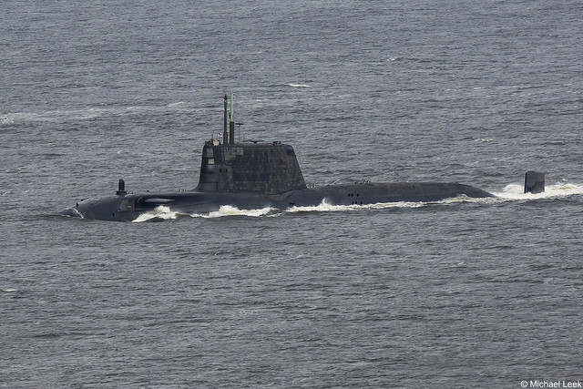 Royal Navy Astute-class nuclear attack submarine (SSN) HMS Ambush, S120; Firth of Clyde, Scotland