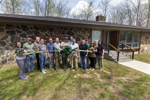 Ribbon cutting, Pickett Archaeology Museum, Pickett State Park, Pickett County, Tennessee
