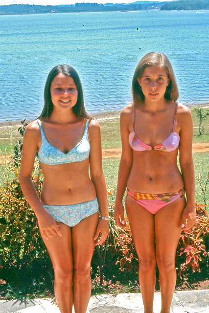 Ektachrome Slide of Two Girls in Bikinis, c. 1970, Teenage …