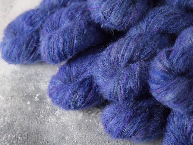 Fuzzy Lace – Brushed Baby Suri Alpaca & Silk hand dyed yarn 25g – ‘Twilight’