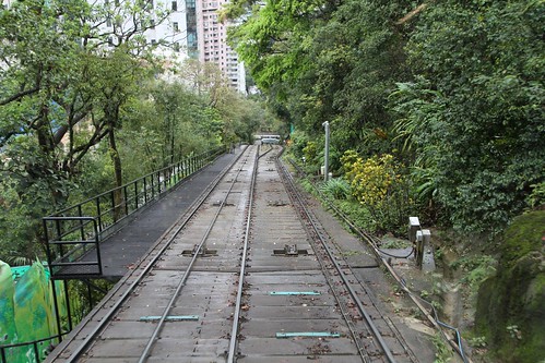 Triple rail double track on the uphill side of the crossing loop