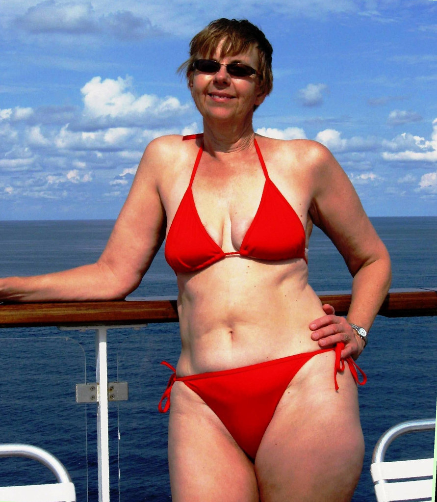 Sexy Greek Goddess Cruises the Sea, Red Bikini Wife Bliss.