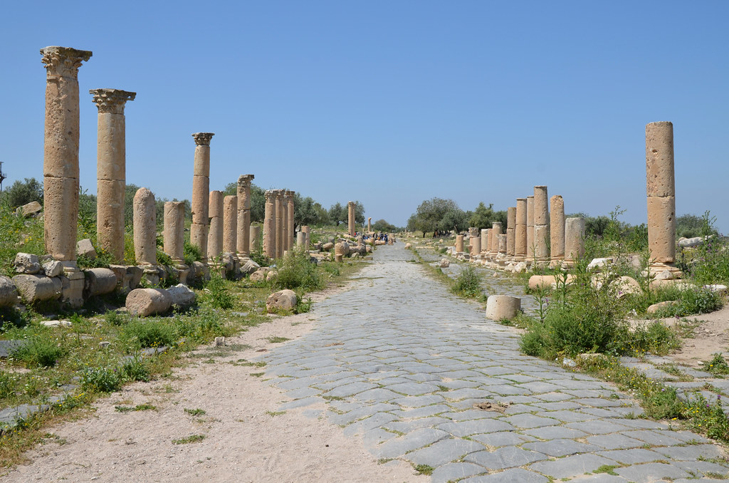 Decumanus Maximus paved with basalt slabs, Gadara, Jordan