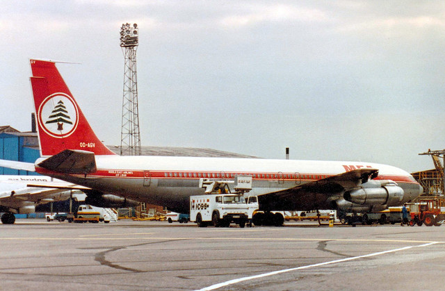 OD-AGV is a 1968 Boeing 707-347C c/n 19967 l/n 745 Middle East Airlines Luton 27Jul82