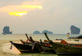 Longboats at sunset - Krabi Thailand