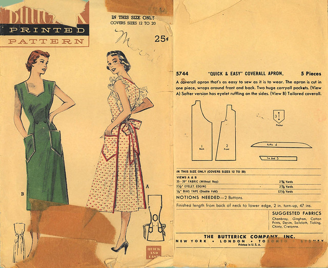 Butterick 1951 5744 wrapover housedress or apron dress