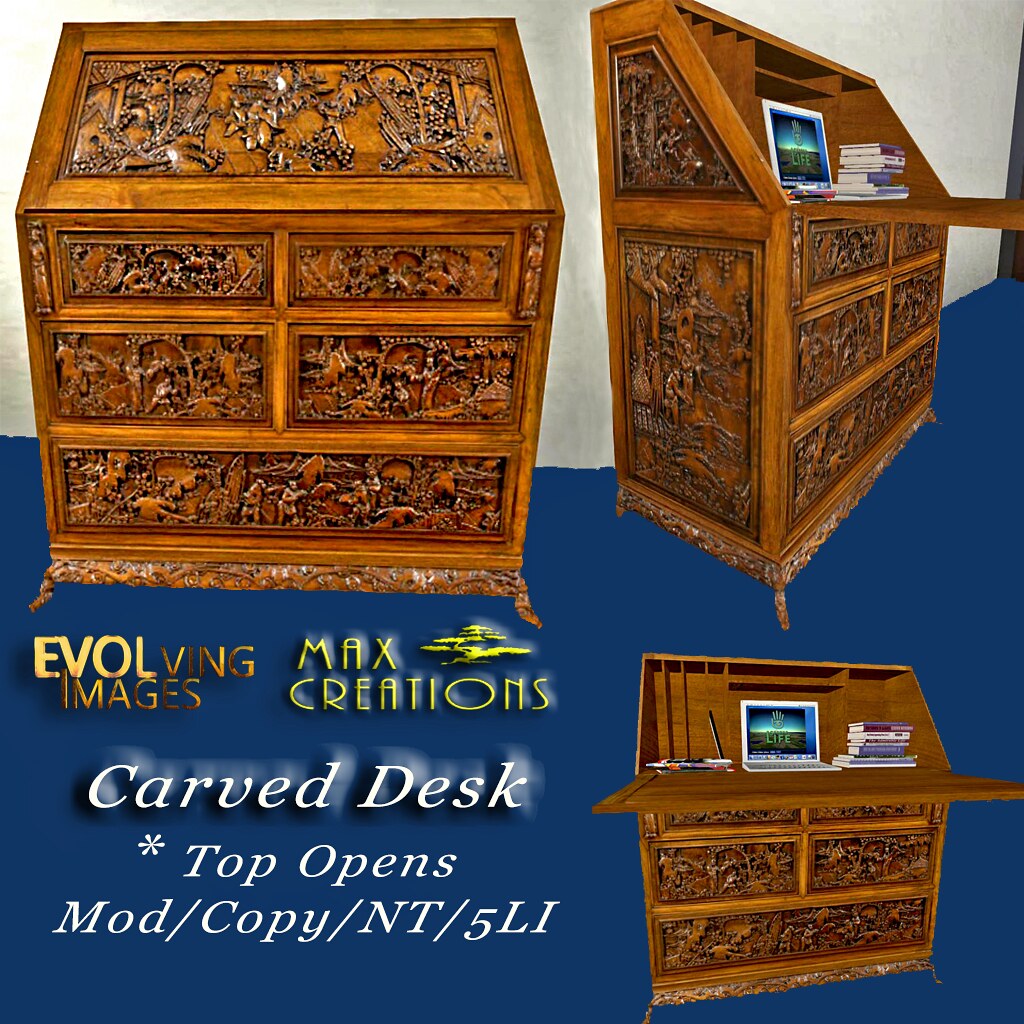 Carved Wood Desk