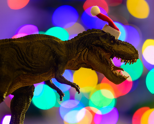 Dinosaurs Wearing Santa Hats
