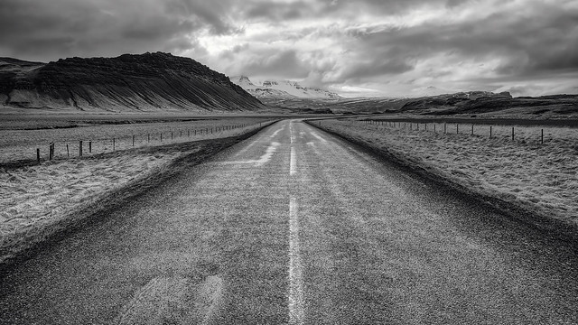 Road to Barnafoss, Iceland (B&W)