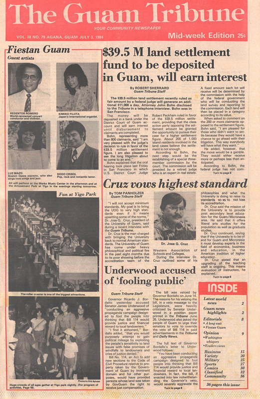 Mark Pangelinan, a local businessman, published the Guam Tribune beginning in 1979 as a daily newspaper with emphasis on investigative reporting.

Micronesian Area Research Center (MARC)