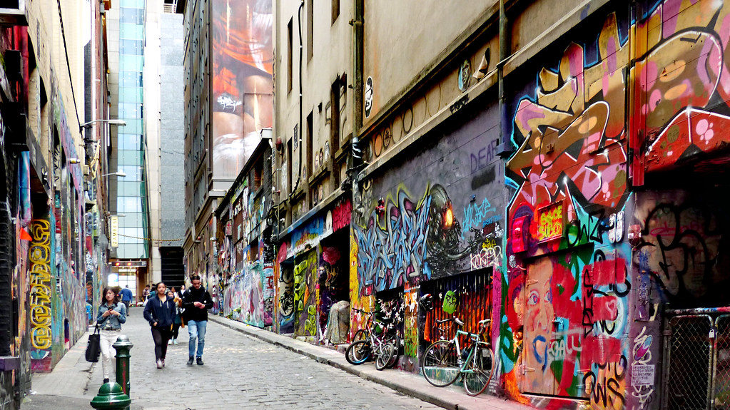 hosier lane melbourne street graffiti  200cm x100cm MASSIVE CANVAS PRINT 