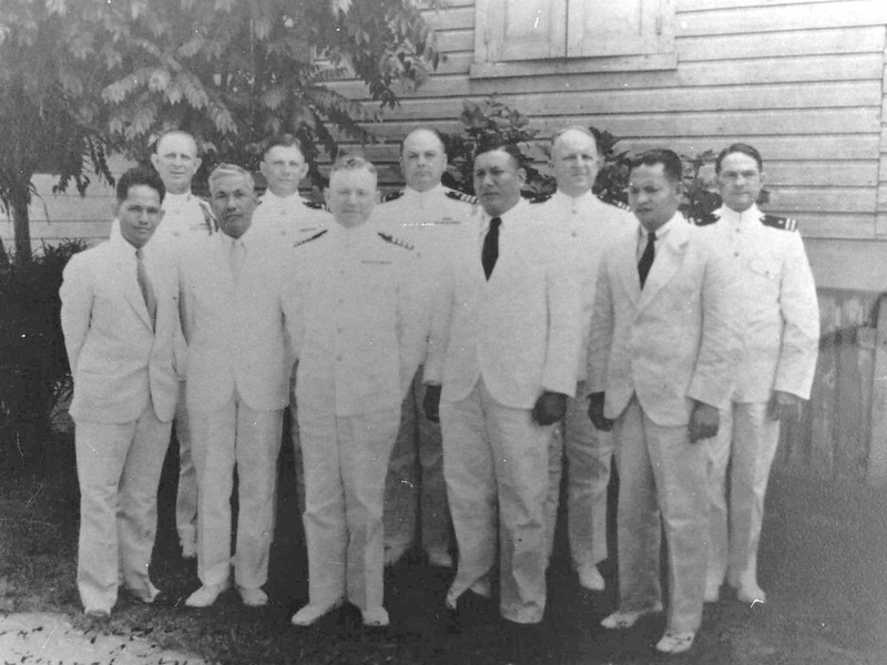 Governor George A. Alexander (1933-1936), center, poses with the officials of the Judiciary Department of the Naval Government of Guam. National Archives/Micronesian Area Research Center (MARC), UOG.