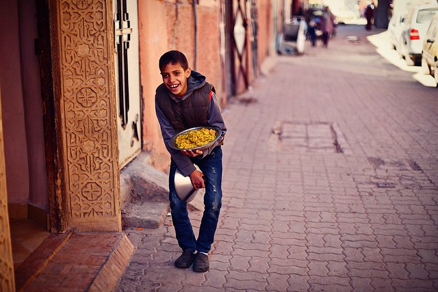 A boy with Tagine meal