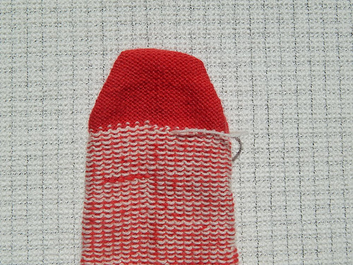 Detail of sole stranding, with change in yarn dominance