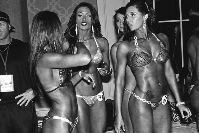 Backstage at the physique competition