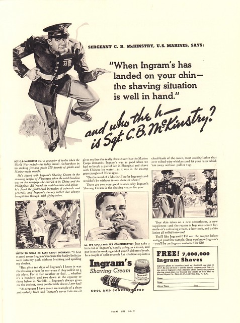 1937 Ingrams Shaving Cream Advertisement Life Magazine February 22 1937