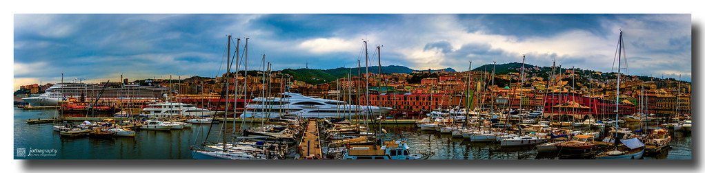 Genova harbour panorama