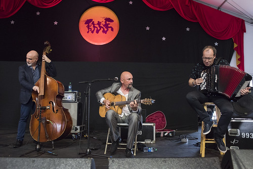 The Django Festival Allstarts play the Jazz Tent during Jazz Fest day 1 on April 25, 2019. Photo by Ryan Hodgson-Rigsbee RHRphoto.com