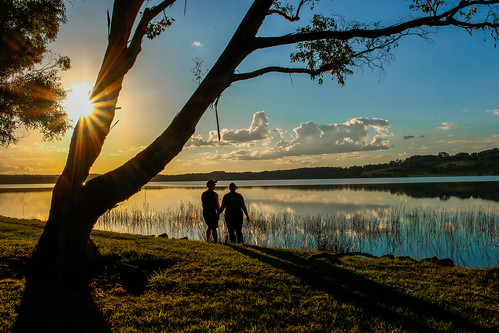 girlfriend blue boyfriend clouds couple australia grass sky watching sunset water tree nsw fitzroyfalls