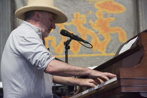 Jon Cleary with The New Orleans Piano Professors at the Blues Tent during Jazz Fest day 3 on April 27, 2019. Photo by Ryan Hodgson-Rigsbee RHRphoto.com