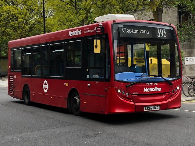 What happens when an operator screws up its initial order for new buses and has to rely on cast-offs. Metroline London ADL Enviro 200 working the 393 to Clapton Pond.