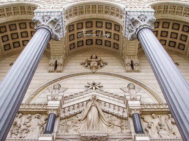 Facade detail of Basilica of Notre-Dame de Fourviere