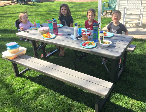 eating together outside