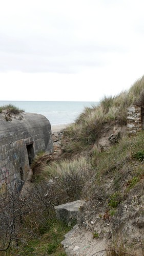 france fortdesdunes bunker sea seaside dune grass landscape april spring serene grey concrete shrub