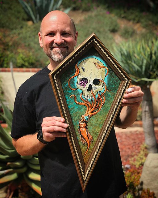 My new “Sea Scavenger” painting (mounted in a vintage frame) is ready for my “Sea Hags & Scallywags” solo show opening on May 17th in Prescott, AZ! *The online presale for the originals takes place on my site on May 14th. If you want on the early access l
