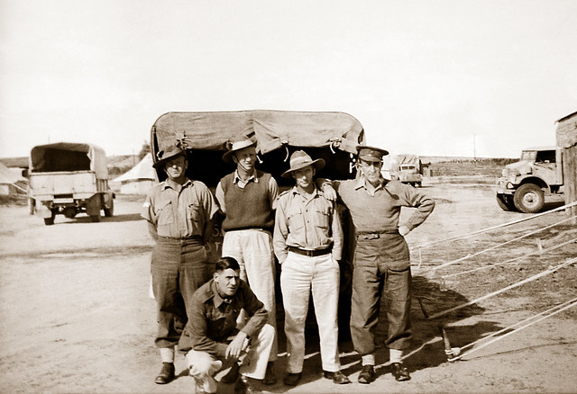 December 1942 - Australian Army 2/4 Anti-Malaria Control Unit mates at Kilo 89 Camp, Gaza, Palestine