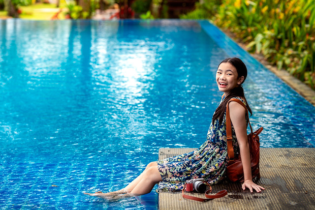 Asian lady travel in tropicana resort