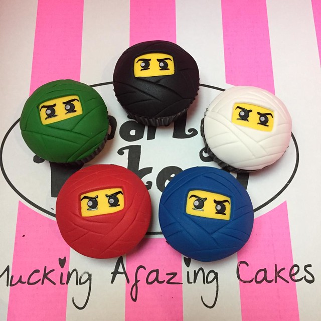 Ninjago cupcakes covered in fondant icing
