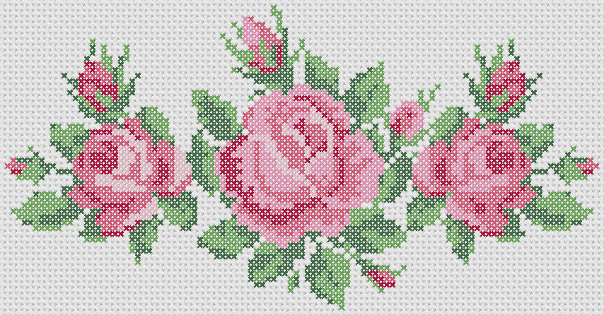 Preview of Floral Cross Stitch Patterns: Bouquet of Roses