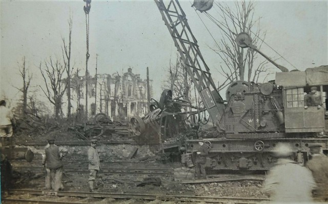 Bombed railway at Jeumont, France - 1919 (image 1 of 12)