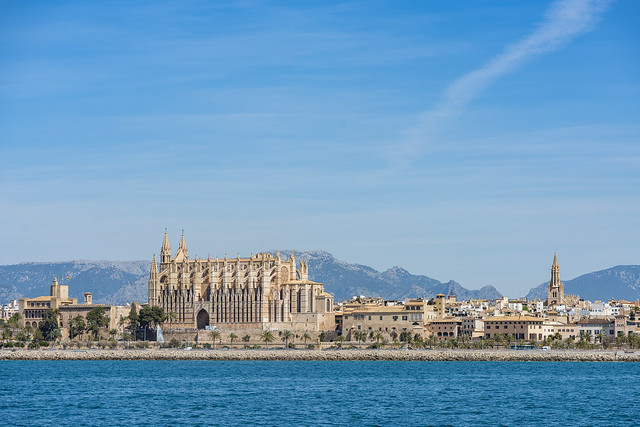 Cathedral and maritime facade of Palma. Majorca